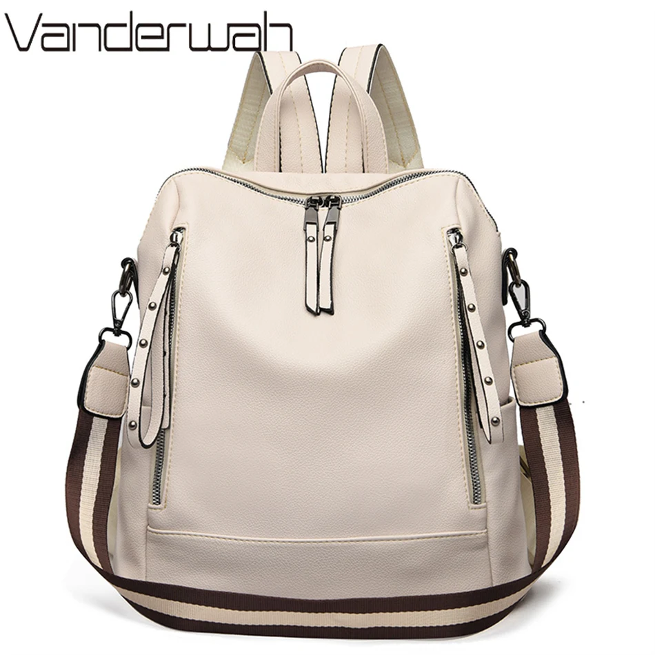 Women'S Young Bags - Mochila De cuero suave para estudiantes