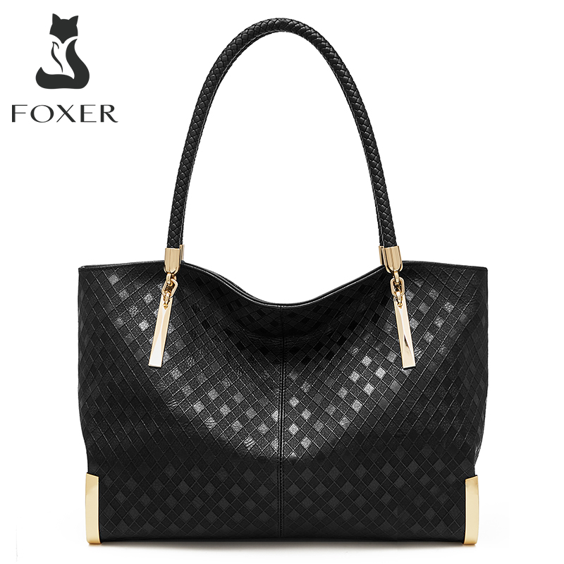Women Bags On Sale - FOXER-Bolso de mano de cuero genuino